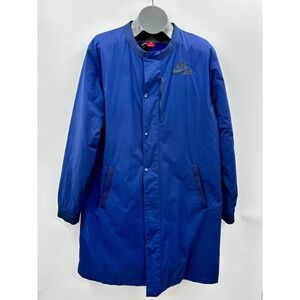 Vintage Nike Air Men's Blue Longline Bomber Jacket